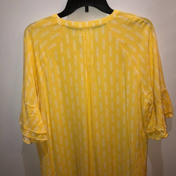 Matilda Jane Womens Medium Yellow Arrows Bell Sleeve Button Front Blouse Size M - Picture 6 of 9